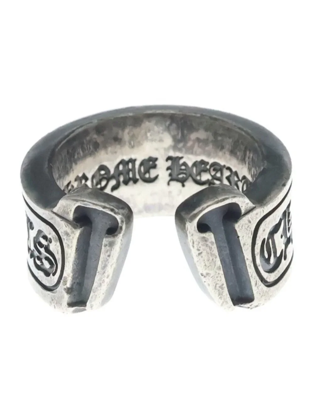 Chrome Hearts LG Scroll Label Large Ring Silver